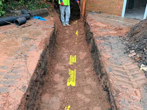 drainage and Civil engineering project - private utility installation on the construction site