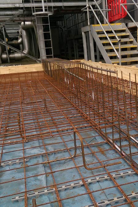 industrial reinforced concrete steel fixing in the warehouse in Northampton