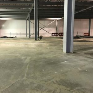 concrete slab in a warehouse